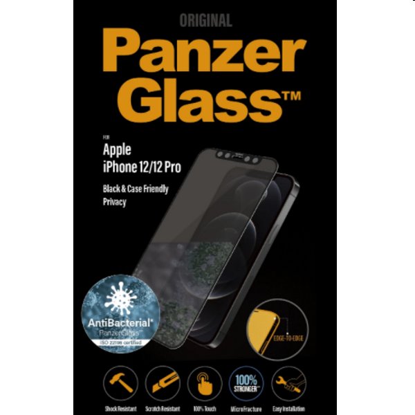 Ochranné sklo PanzerGlass Case Friendly AB pre Apple iPhone 12 Pro, čierna