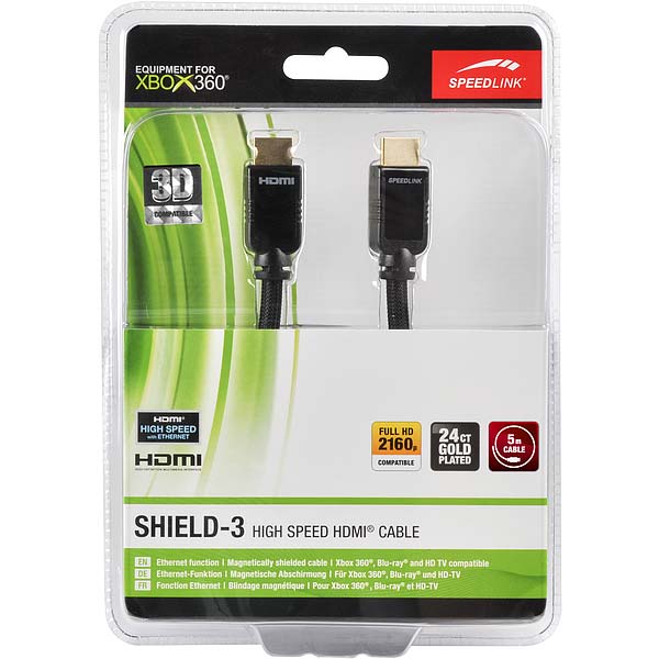 Kábel Speedlink Shield-3 High Speed HDMI Cable s Ethernetom pre Xbox 360, 5m