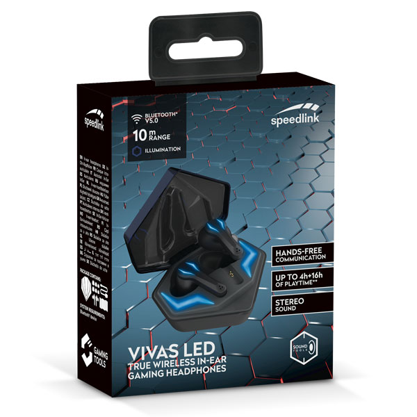 Speedlink VIVAS LED True bezdrôtové slúchadlá do uší, čierne