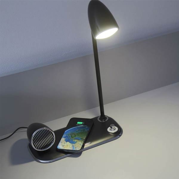 Tellur Nostalgia stolná lampa s bezdrótovou nabíjačkou 15W,  čierna