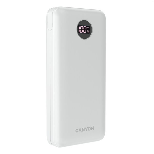 Powerbanka Canyon s digitálnym displejom 1 x USB-C/ 2x USB-A 20000, biela