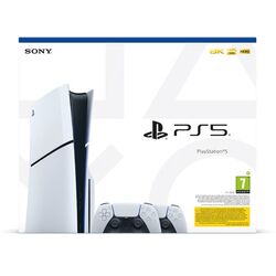 PlayStation 5 (Model Slim) + bezdrôtový ovládač PlayStation 5 DualSense, biely | pgs.sk