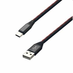 MobilNET Dátový a nabíjací kábel TPU USB/USB-C, 2A, 2m, čierny