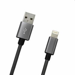 MobilNET Dátový a nabíjací kábel USB/Lightning, 2A, 1m, sivý