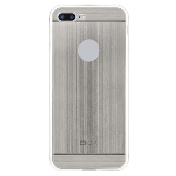 Puzdro 4-OK TPU Metal Case Pre iPhone 7 Plus, strieborná