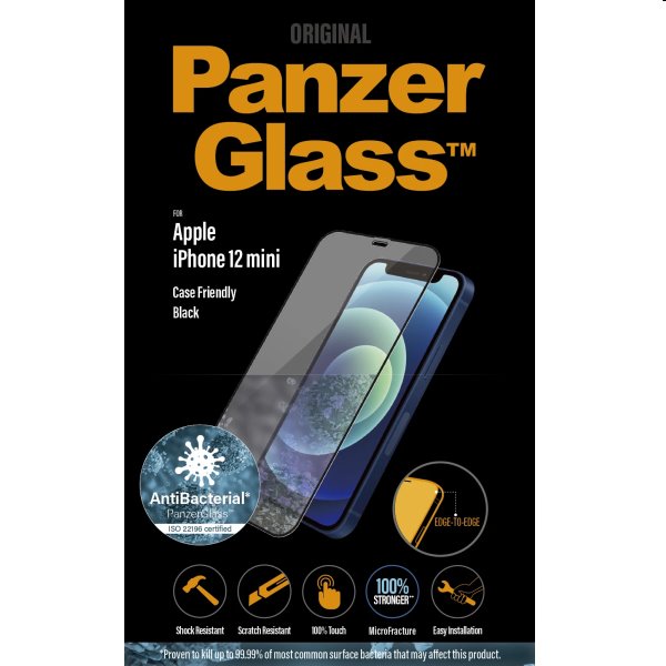 Ochranné temperované sklo PanzerGlass Case Friendly pre Apple iPhone 12 Mini, čierna