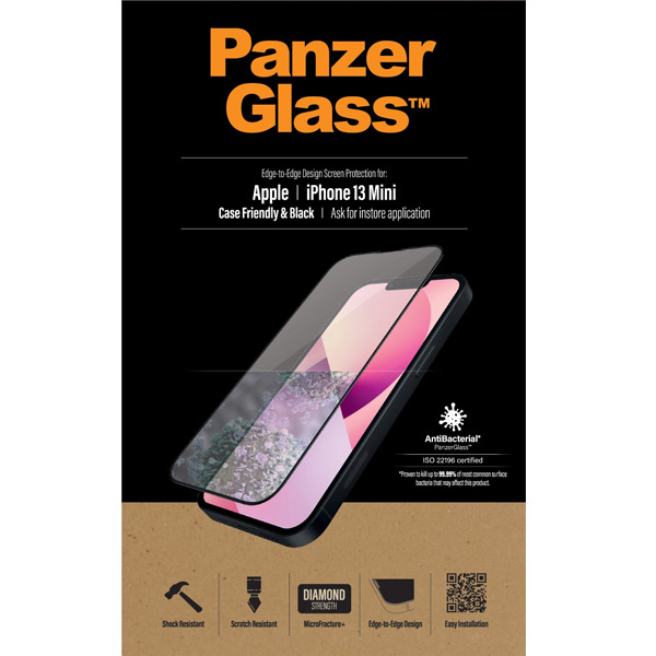 Ochranné temperované sklo PanzerGlass Case Friendly pre Apple iPhone 13 Mini, čierna