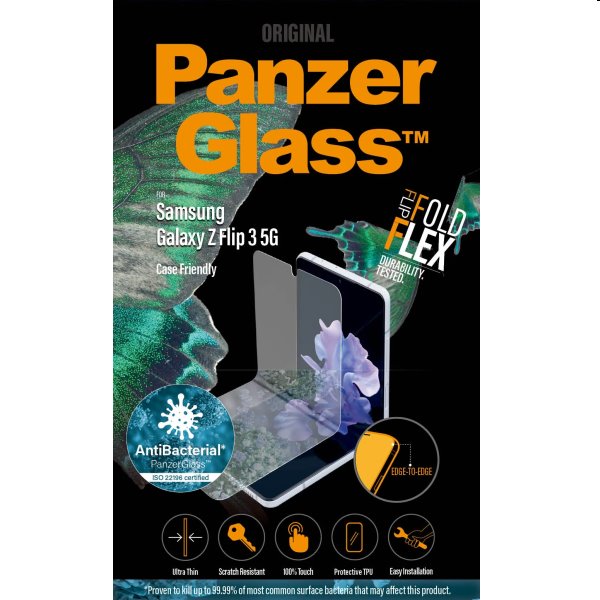 Ochranné sklo PanzerGlass Case Friendly AB pre Samsung Galaxy Z Flip3 5G, čierna