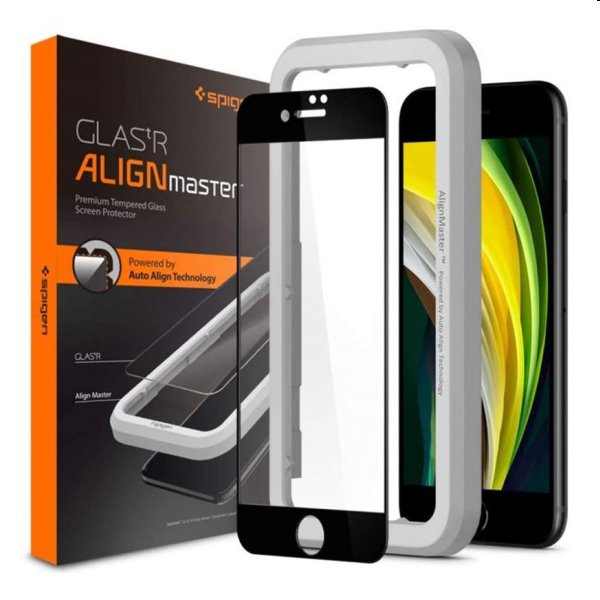 Tvrdené sklo Spigen AlignMaster FC pre Apple iPhone SE 20, SE 22, 8, 7, čierna