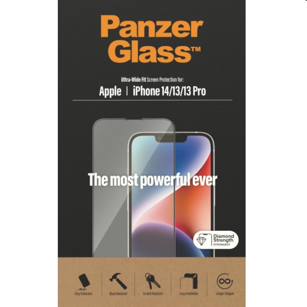 Ochranné sklo PanzerGlass UWF AB pre Apple iPhone 14, 13, 13 Pro, čierna