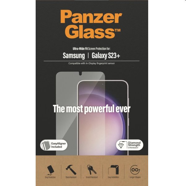 Ochranné sklo PanzerGlass UWF AB pre Samsung Galaxy S23 Plus, čierna
