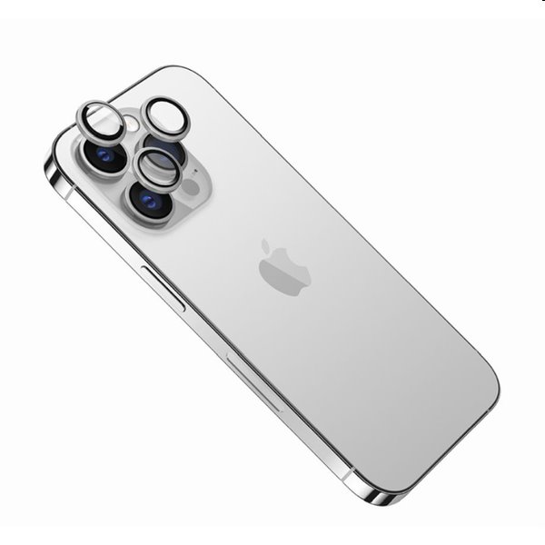 FIXED ochranné sklá šošoviek fotoaparátov pre Apple iPhone 13 Pro, 13 Pro Max, strieborná
