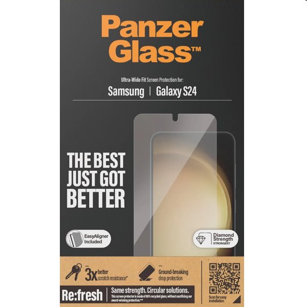 Ochranné sklo PanzerGlass Re:fresh UWF s aplikátorom pre Samsung Galaxy S24, čierna