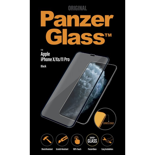 Ochranné temperované sklo PanzerGlass Case Friendly pre Apple iPhone 11 Pro, Xs, X, čierna