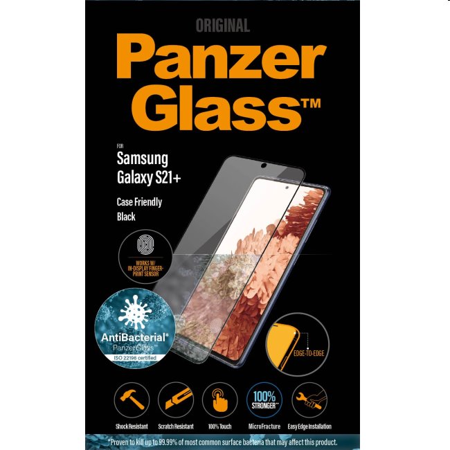 Ochranné temperované sklo PanzerGlass Case Friendly pre Samsung Galaxy S21 Plus - G996B, Fingerprint komp., black