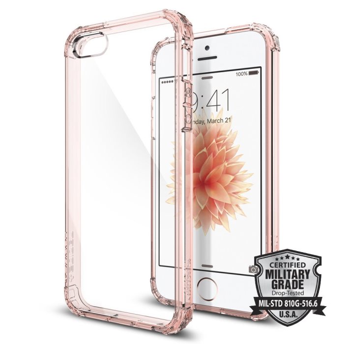 Puzdro Spigen Crystal Shell pre Apple iPhone 5, 5S a SE, ružové