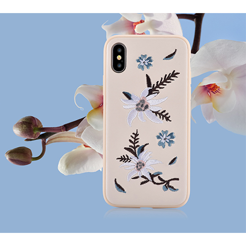 Zadný kryt Devia Flower Embroidery pre iPhone X/XS, ružová