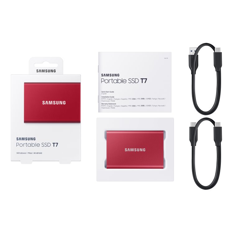 Samsung SSD T7, 2TB, USB 3.2, red
