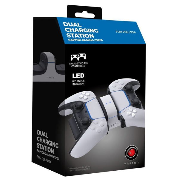 Raptor Gaming CS200 Dual Charging Station for PS5, white