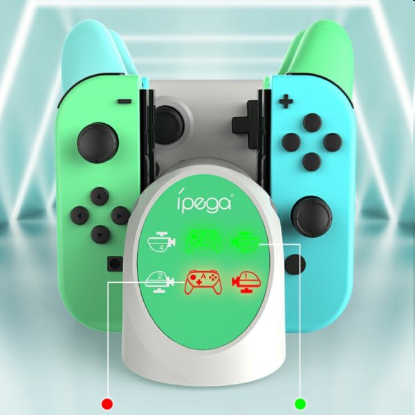 Nabíjacia stanica iPega 9187 pre Nintendo Switch PRO Controller a Joy-con, white