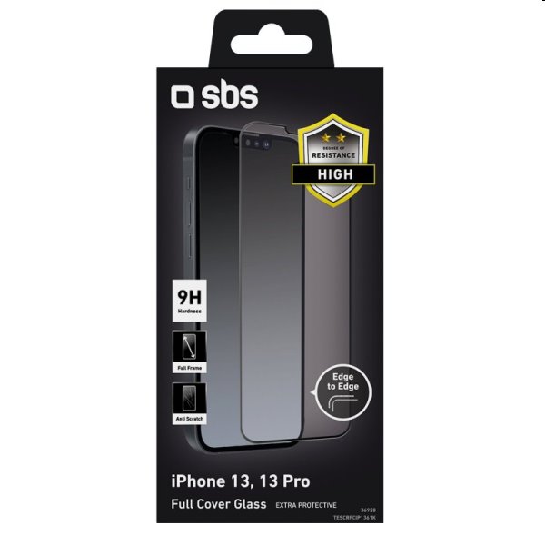 Tvrdené sklo SBS Full Glass pre Apple iPhone 14, 13, 13 Pro, čierna