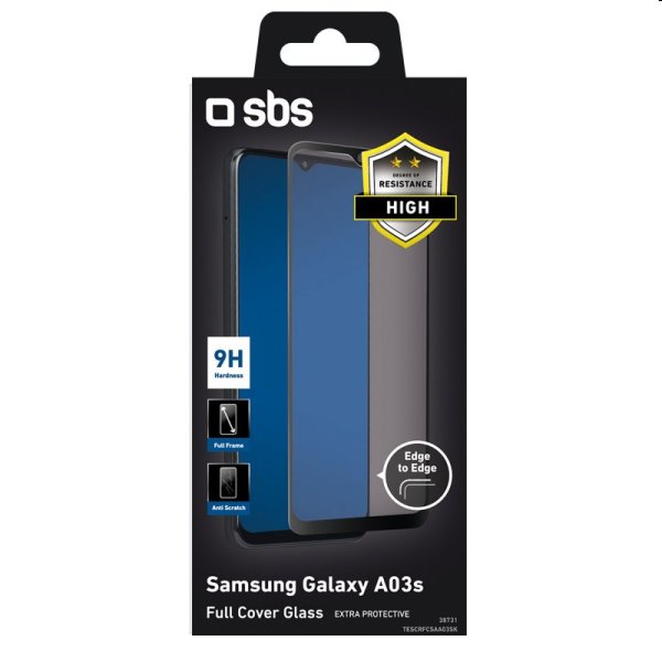 Tvrdené sklo SBS Full Cover pre Samsung Galaxy A03s, A02s, čierna