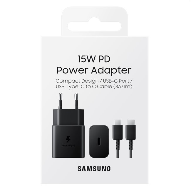 Rýchlonabíjačka Samsung 15 W s USB-C káblom, čierna