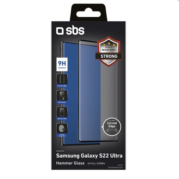 SBS tvrdené sklo 4D Full Glass pre Samsung Galaxy S22 Ultra, čierna