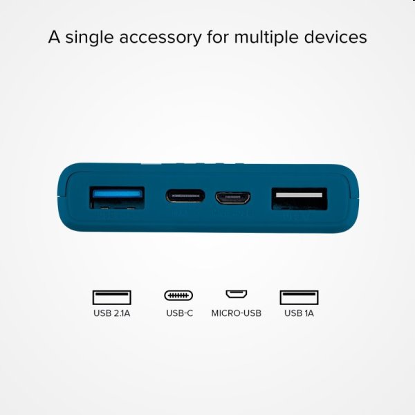 SBS powerbanka 10000 mAh, 2x USB, 2,1 A, svetlá modrá