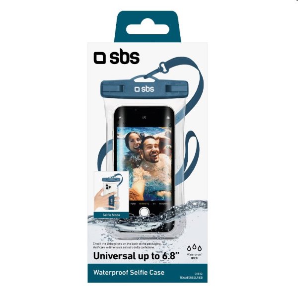 Univerzálne vodotestné puzdro SBS Selfie pre smartfóny do 6,8'', modrá