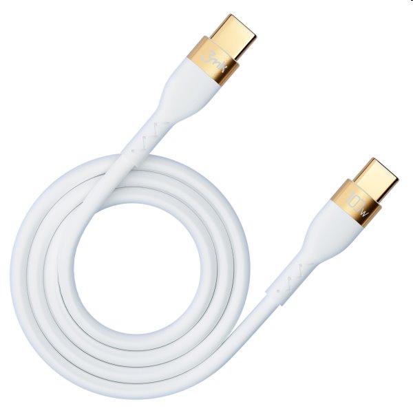 3mk Hyper silikónový kábel USB-C/USB-C 2m, 100 W, biely