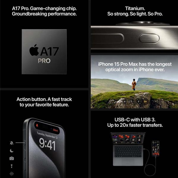 Apple iPhone 15 Pro Max 256GB, titánová čierna