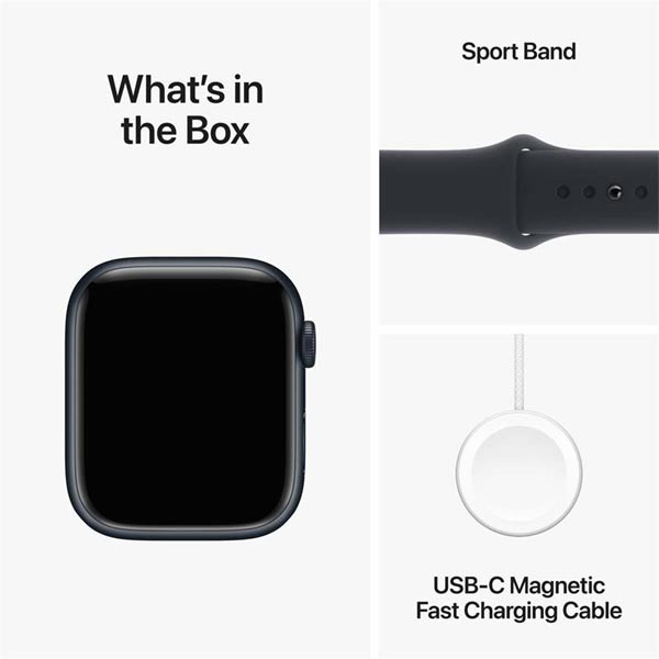 Apple Watch Series 9 GPS 41mm polnočná , hliníkové puzdro so športovým remienkom polnočná - S/M