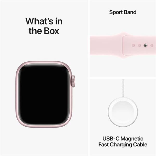 Apple Watch Series 9 GPS 41mm ružová , hliníkové puzdro so športovým remienkom svetlá ružová - M/L