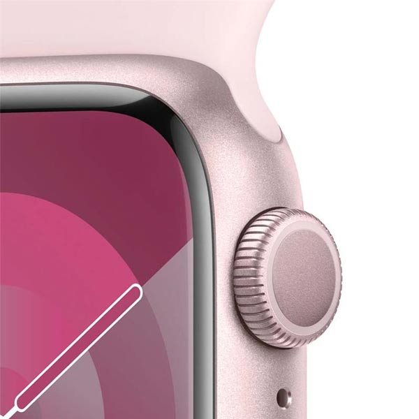 Apple Watch Series 9 GPS 41mm ružová , hliníkové puzdro so športovým remienkom svetlá ružová - M/L