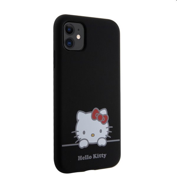 Zadný kryt Hello Kitty Liquid Silicone Daydreaming Logo pre Apple iPhone 11, čierna