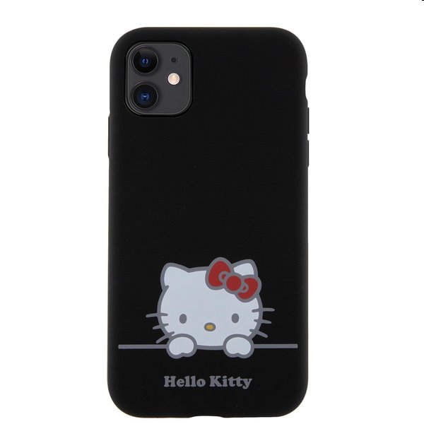 Zadný kryt Hello Kitty Liquid Silicone Daydreaming Logo pre Apple iPhone 11, čierna