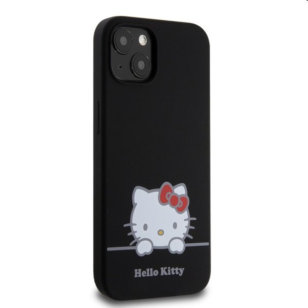 Zadný kryt Hello Kitty Liquid Silicone Daydreaming Logo pre Apple iPhone 13, čierna