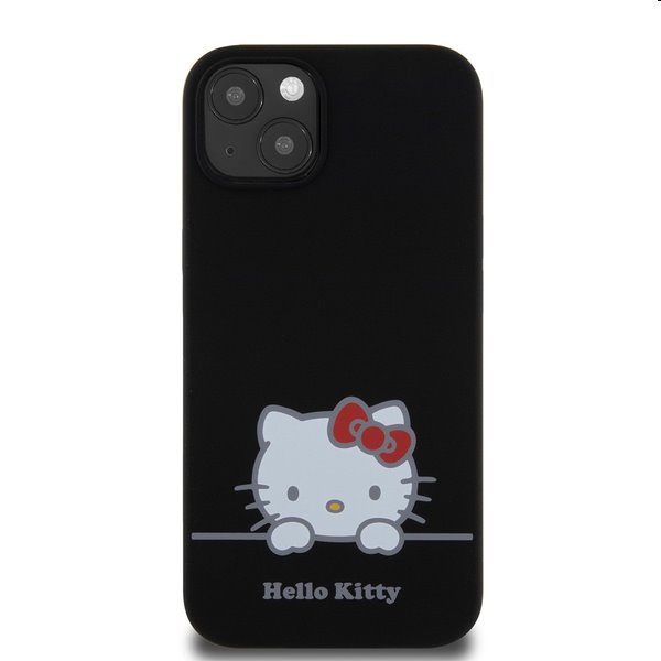 Zadný kryt Hello Kitty Liquid Silicone Daydreaming Logo pre Apple iPhone 13, čierna